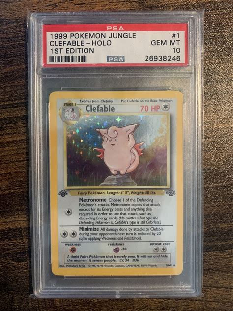 1999 Pokemon Jungle 1st Edition Holo Clefable 1 Psa 10 Gem Mint Ebay