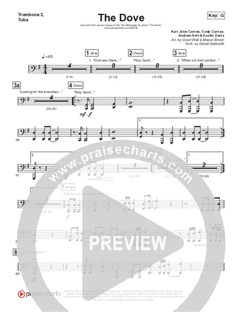 The Dove Unison Part Choir Trombone Tuba Sheet Music Pdf The