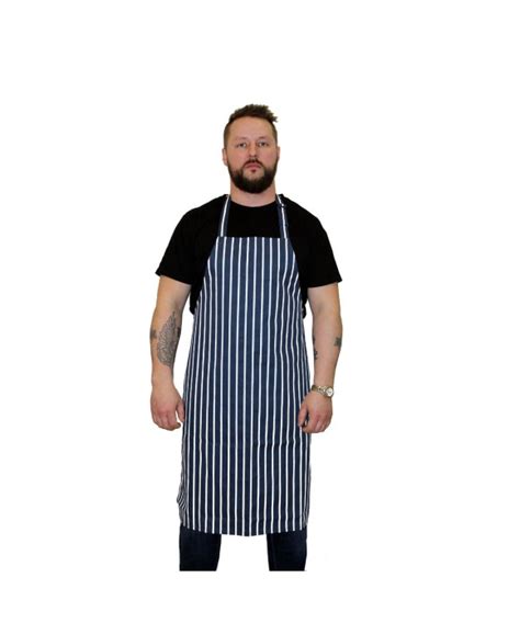 Butchers Bib Navy Vertical Stripe Apron Polycotton Aprons For Food