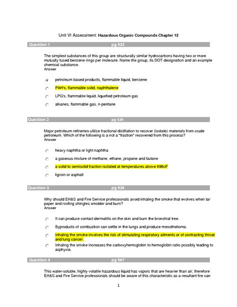 SOLUTION BOS3640 Columbia Southern Unit VI Hazardous Organic Compounds