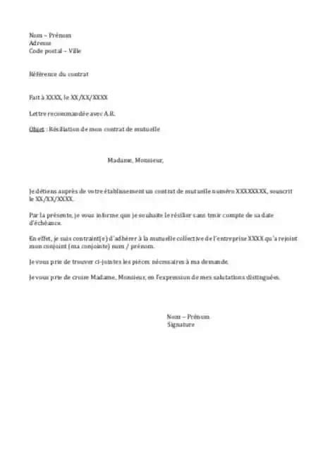 Lettre Refus Adh Sion Mutuelle Obligatoire Meteor