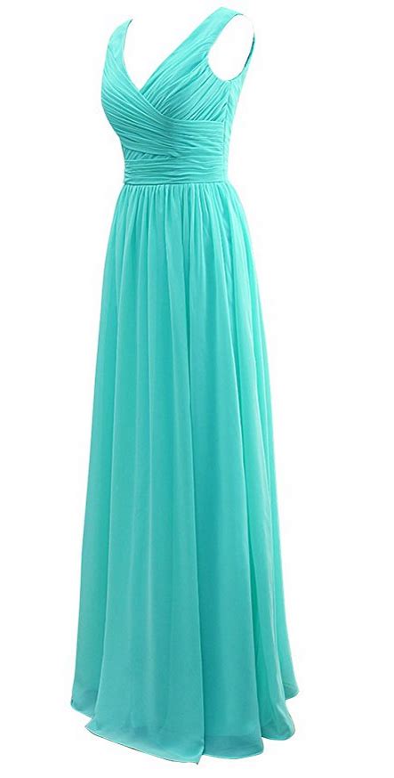 V Neck Pleat Long Bridesmaid Dresses Prom Gown On Luulla