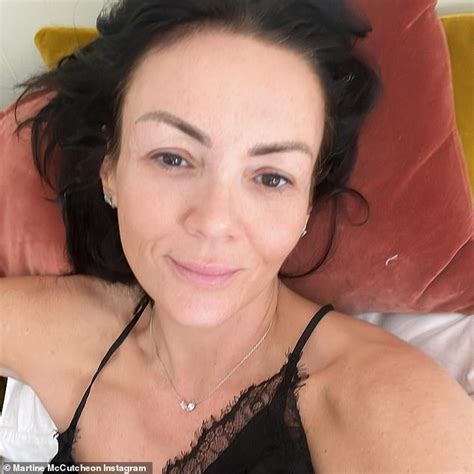 Martine Mccutcheon Posts Selfies In Bed In Black Lace Silk Sleepwear As