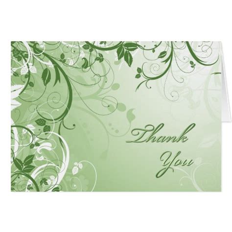 Thank You Green Floral Card Zazzle