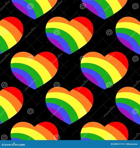 Gay Lgbt Seamless Pattern With Rainbow Hearts Stock Vector