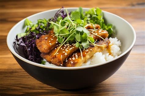 Premium Photo Soy Miso Tofu Tempura Bowl