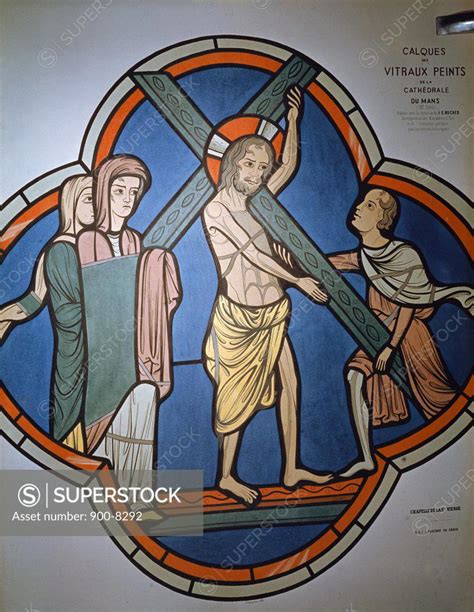 Christ Carrying Cross Stained Glass Th Century Superstock