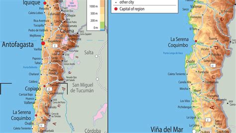 Chile Physical Map Tiger Moon