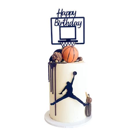 Basketball Cake Topper Set Etched Design In Basketball Themed