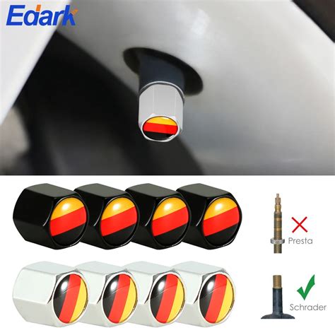 Pcs Set German Flag Logo Emblem Tire Stem Caps Tyre Accessories Valve