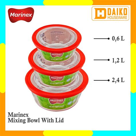 Jual Mixing Bowl Marinex Lid Mangkuk Kaca Tempat Penyimpanan Makanan