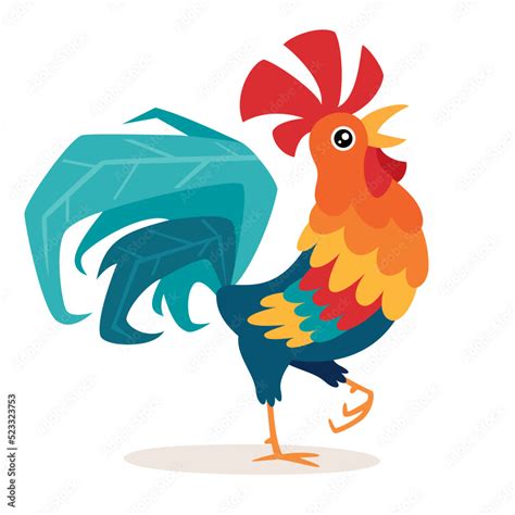 Cartoon Illustration Of A Rooster Stock Vector | Adobe Stock