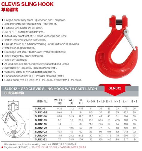 China G Clevis Sling Hook With Latch Suppliers Manufacturers