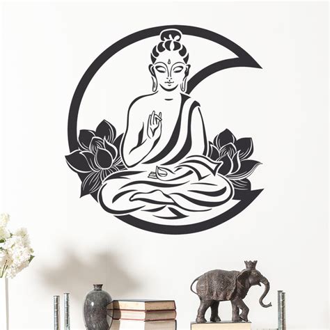 Sticker Bouddha Spirituel Décoration Murale Zen Support De