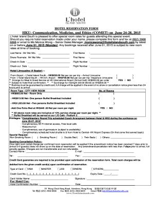 Fillable Online English Hku Hotel Reservation Form Hku Communication