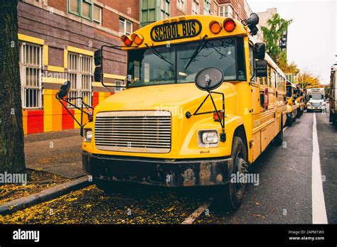 USA, New York, New York City, School bus on street Stock Photo - Alamy