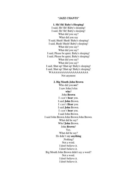 Jazz Chants | PDF | Leisure