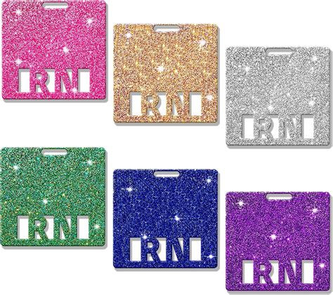 6 Pieces Registered Nurse Badge Rn Glitter Badge Buddy Rn