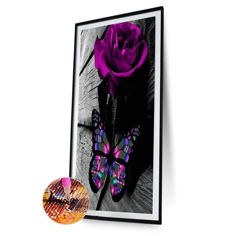 D Diy Full Drill Diamond Painting Butterfly Rose Cross Stitch Kit