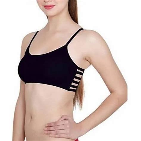 Lycra Cotton Plain Ladies 6 Strip Black Bra Size 32b At Rs 45 Piece