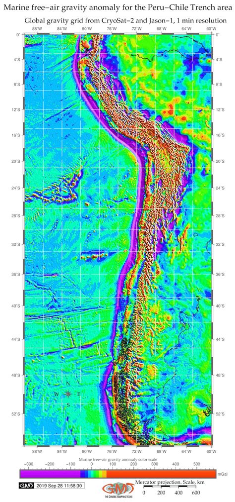 Gravimetry model map of the Peru-Chile Trench area | Download Scientific Diagram