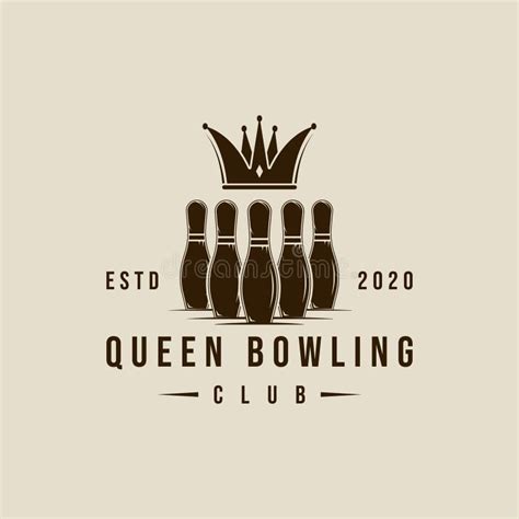 Crown and Bowling Pins Logo Vector Vintage Illustration Template Icon ...