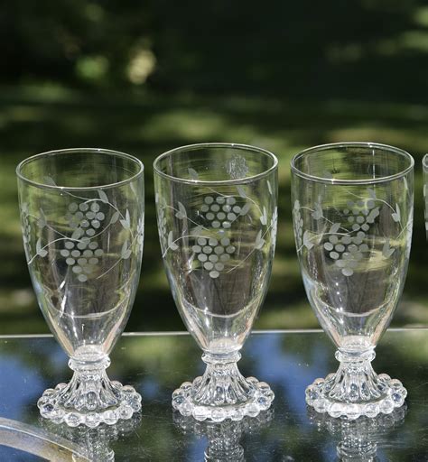 WINE ANYONE? 5 Vintage Etched Wine Glasses, 1950's, Mixologist Craft ...