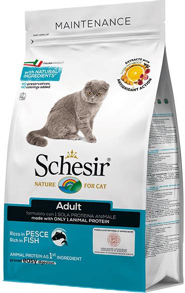 Сухой монопротеиновый корм для взрослых котов Schesir Cat Adult Fish с ...