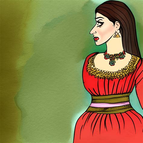 Armenian Woman In Traditional Clothing Cartoon Watercolor Creative