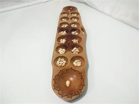 Premium Sungka Game Board With Shells Sungkaan Wooden Board - Etsy