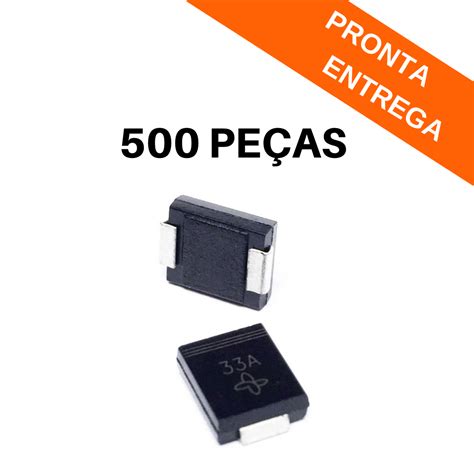 Kit 500 peças Diodo Supressor 1 5SMC33A E3 57T SMD DO 214AB 2 Diodo