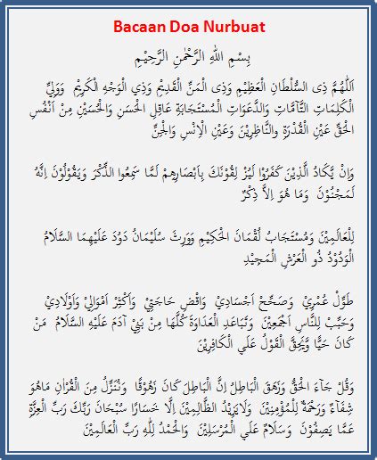 Teks Doa Nurbuat Yang Asli Dakwah Islami