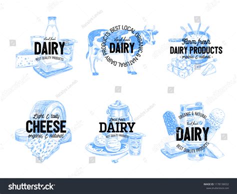 Beautiful Vector Hand Drawn Dairy Products Stock Vector Royalty Free