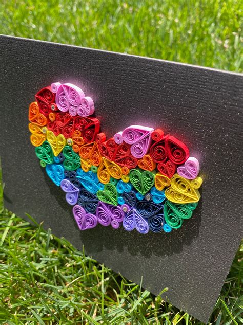 Quilled Rainbow Heart Card Quilled Art Paper Art Quilled Etsy