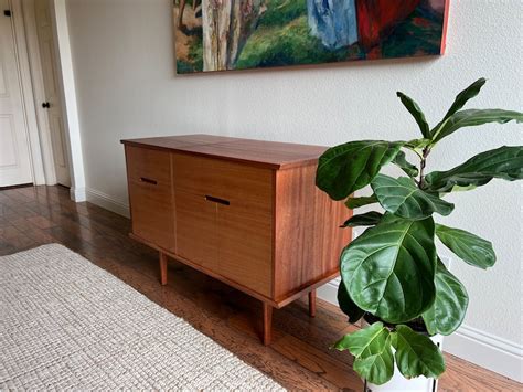 The Fitzgerald Solid Wood Mid Century Modern Record Storage Console