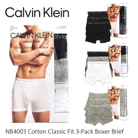 カルバン・クライン【calvin Klein】nb4003 Cotton Classic Fit 3 Pack Boxer Brief メンズ ボクサーパンツ 3枚セット アンダーウェア 下着