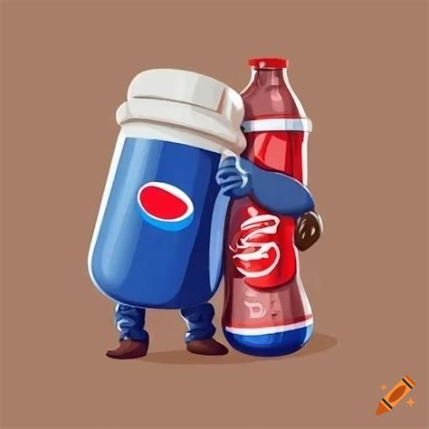 Cartoon Of Coke And Pepsi Hugging On Craiyon