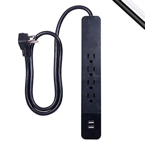 Ge Black Power Strip Surge Protector Charger Outlets Usb Ports