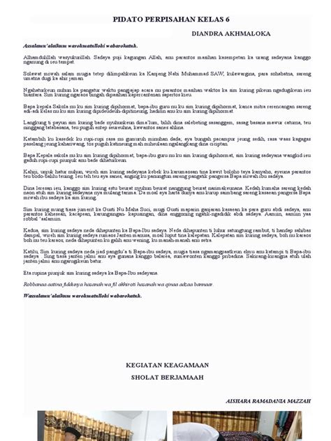 Pidato Perpisahan Kelas 6 | PDF