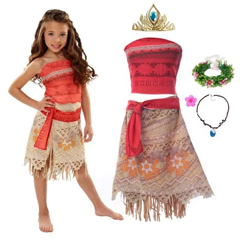 Filles Moana Perruque Hawaiian Disney Princess Semaine Du Livre Costume