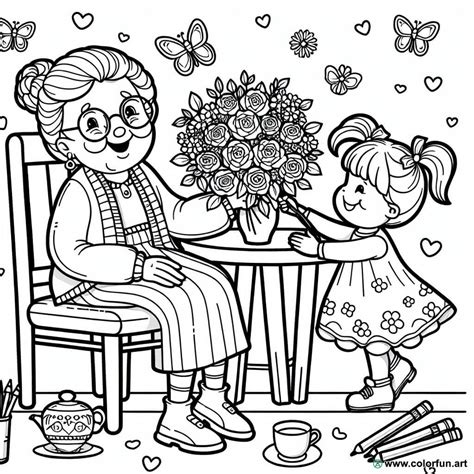 Dibujo Para Colorear De Una Abuela Y Su Nieta Descargar O Imprimir De