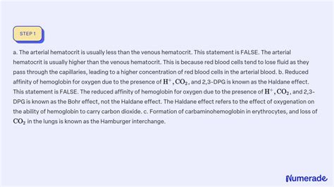⏩solvedselect The True Statement Below A The Arterial Hematocrit
