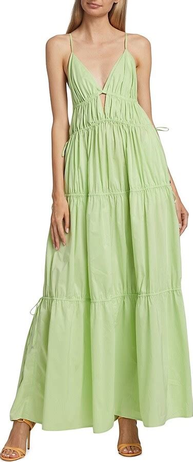 Jonathan Simkhai April Tiered Poplin Maxi Dress Shopstyle