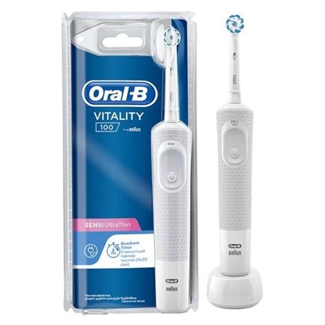 Oral B Vitality 100 Sensi Ultrathin Rechargeable Toothbrush Clamshell