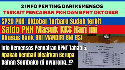 2 INFO PENTING KEMENSOS TERKAIT SP2D PKH TERBARU OKTOBER DAN PENCAIRAN