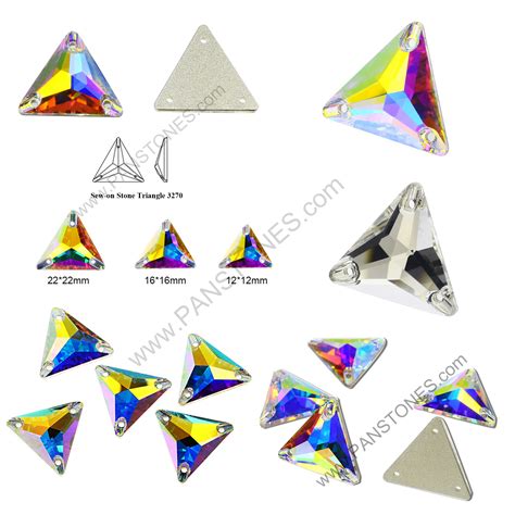 X Mm Triangle Sew On Crystals Ab Flat Back Crystals Sew On