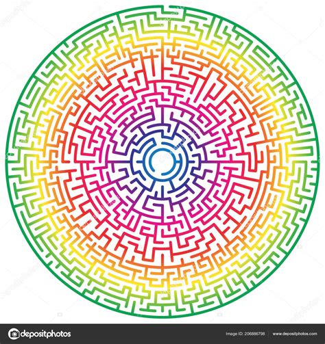 Maze Circle Labyrinth Maze Symbol Isolated White Background Rainbow ...