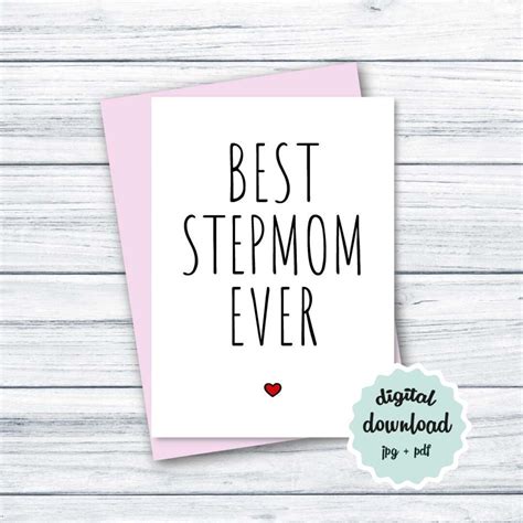 Mothers Day Card Stepmom Printable Best Stepmom Ever Stepmother Mother