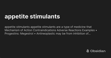 Appetite Stimulants Obsidian Publish