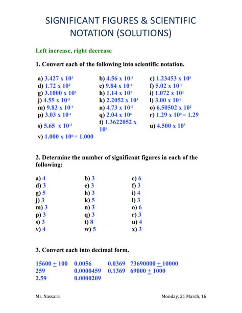 Scientific Notation And Significant Figures Worksheet Scientific